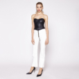 muse top black leather + skinny white-